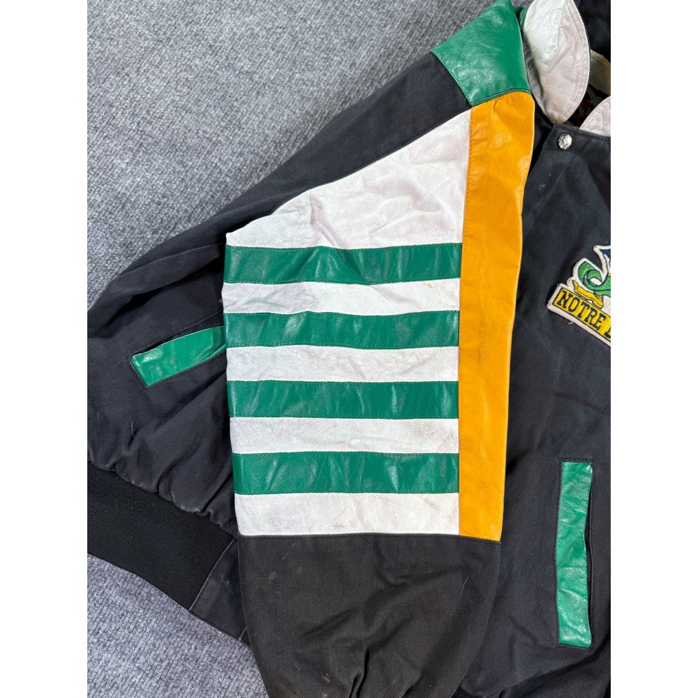 Jeff Hamilton Notre Dame Fighting Irish Varsity Jacket Mens Large Black Leather - Picture 4 of 16